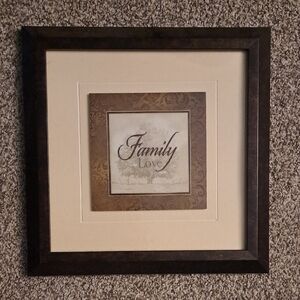 Family Love Framed Wall Art in Brown and Cream